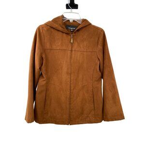Jones New York Hooded Jacket Womens S Petite Used Brown Lined SP
